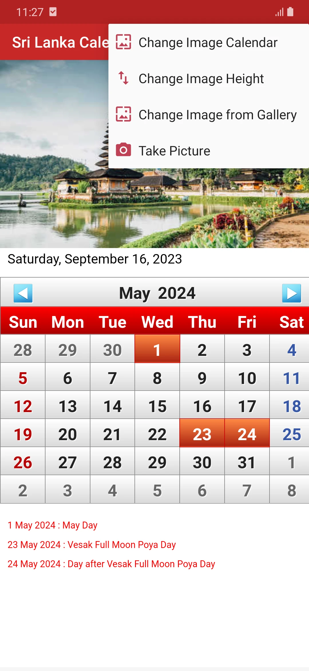 Sri Lanka Calendar 2026 screenshot