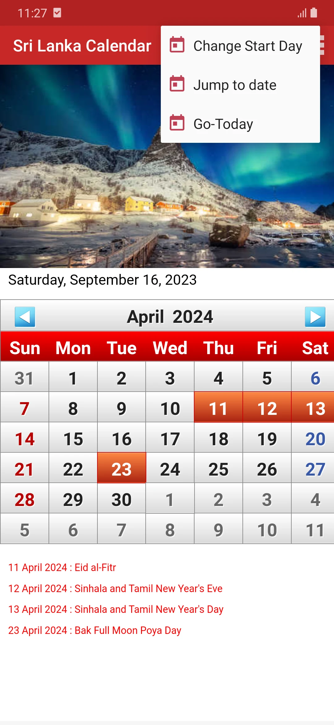 Sri Lanka Calendar 2026 screenshot